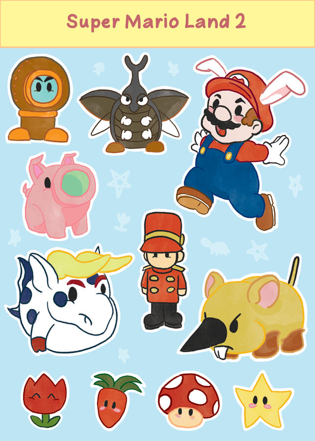Super Mario Land 2 Sticker Sheet